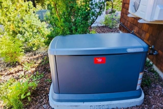 A newly installed and maintained Honeywell Generator, done by A&E Plumbing, Heating and Air.