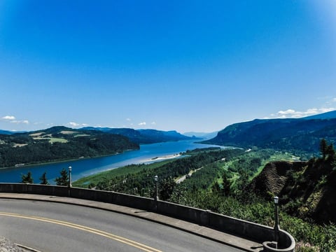 Columbia River Gorge landscape featuring views of the Columbia River.