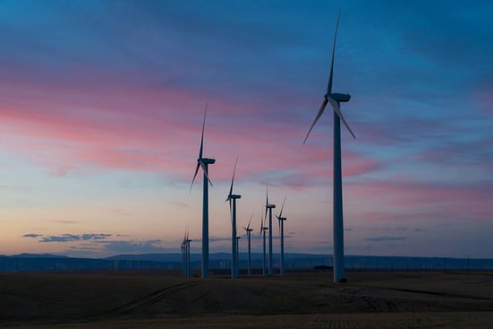 A landscape featuring Oregon wind turbines.